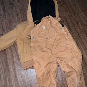 Carhartt Kids Brown Overalls and Jacket